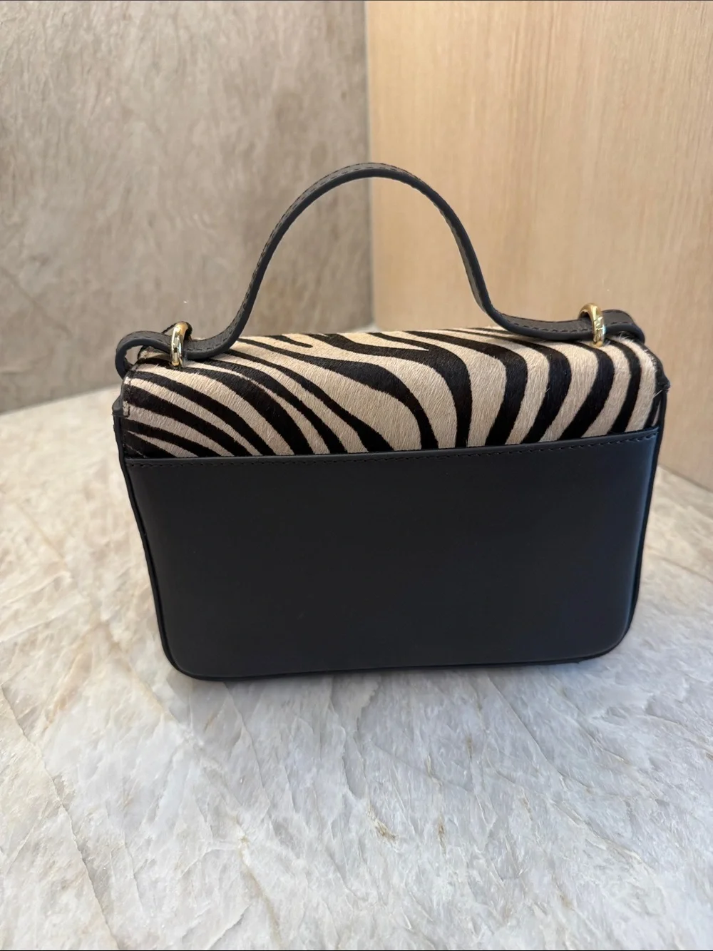Zebra Print Top-Handle Satchel - Black & White